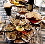 Oysters from our own farm on a bed